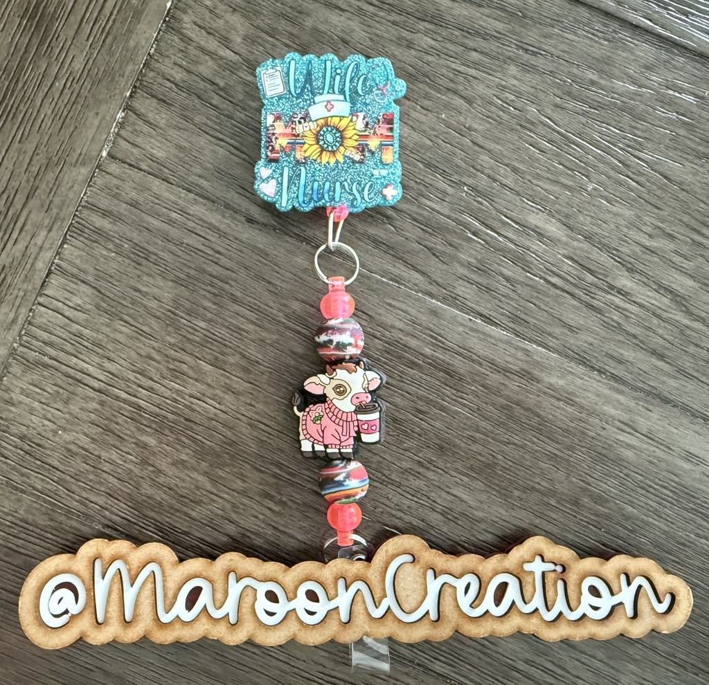 Wife Mom Nurse Badge Reel