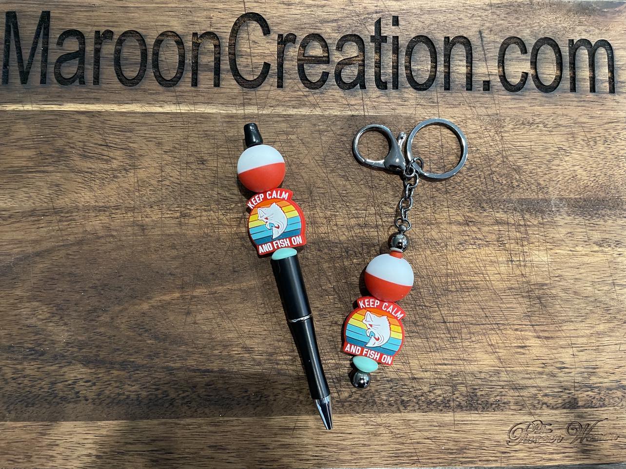Keep Calm and Fish On Pen and Keychain Set