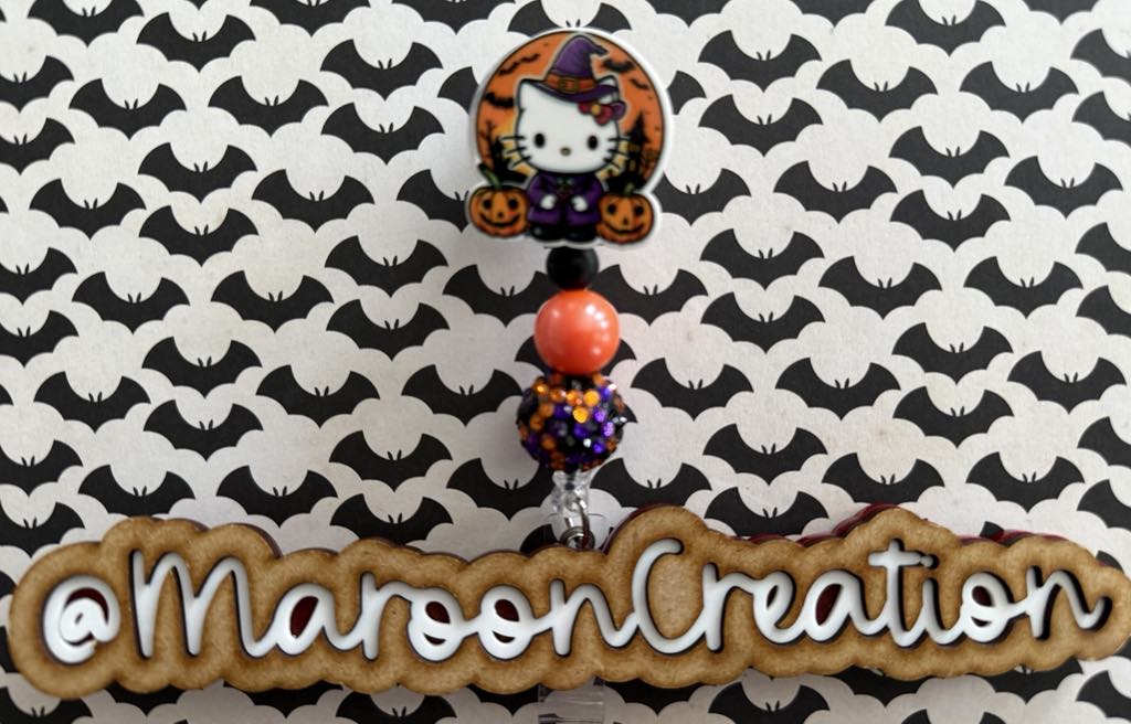Witchy Kitty Halloween Badge Reels