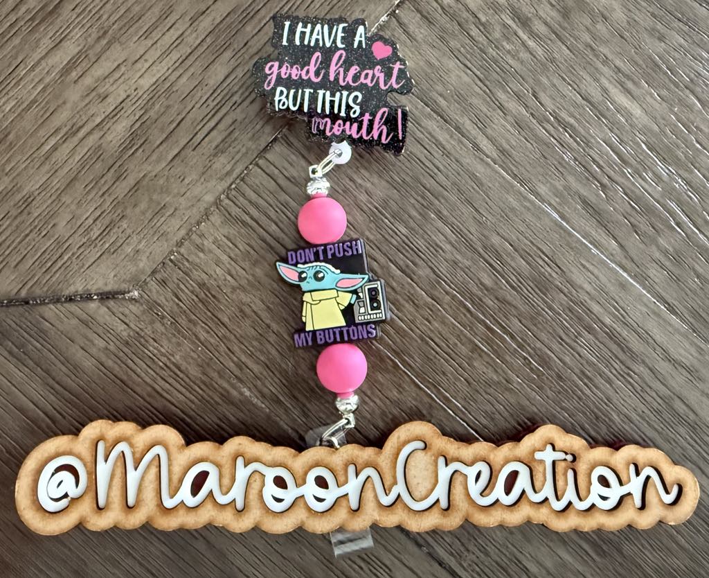 Don't push my buttons yoda badge reel
