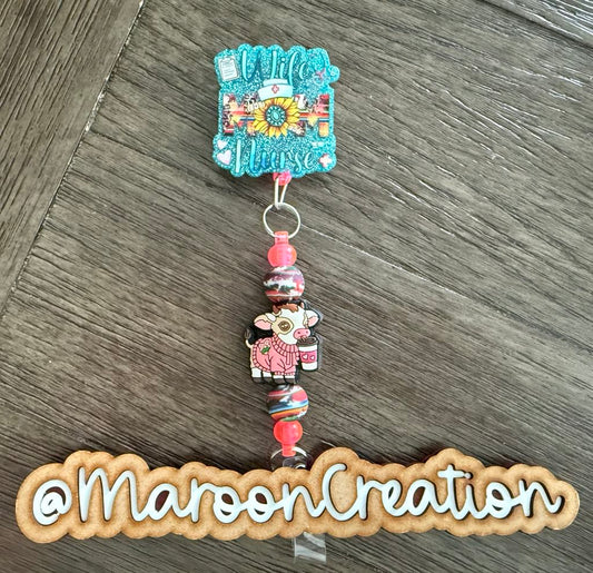 Wife Mom Nurse Badge Reel