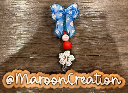 Baseball Bow Badge Reel