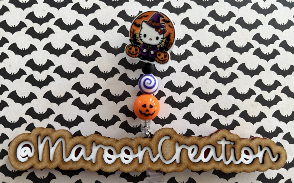 Witchy Kitty Halloween Badge Reels