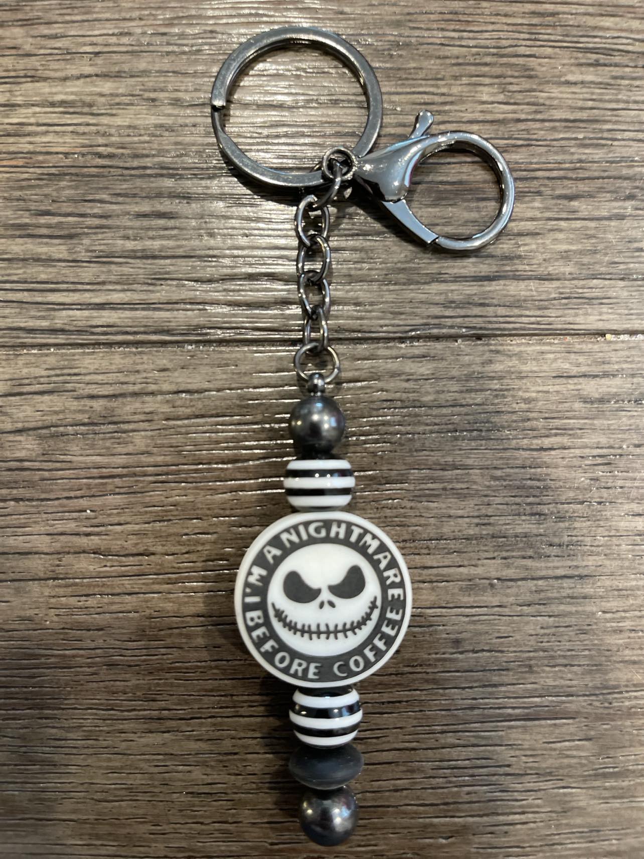 I'm a Nightmare before coffee keychain