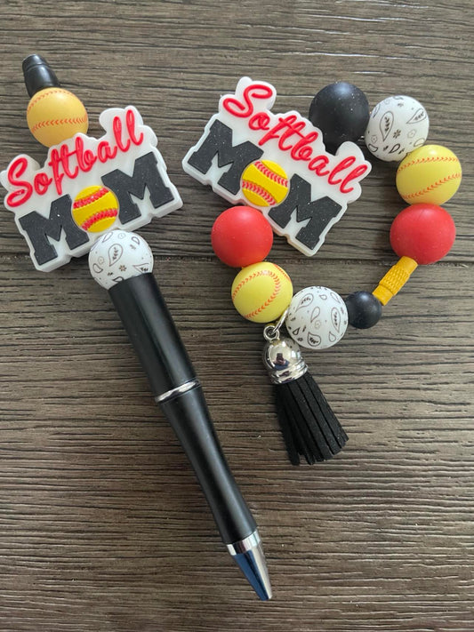 Softball Mom Cup Charm with Pen Set