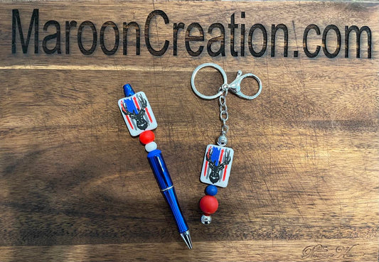 Red, White, and Blue Buck Pen and Keychain Set