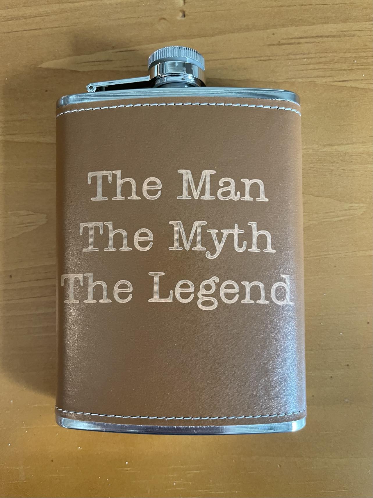 The Man, The Myth, The Legend leather trimmed Flask