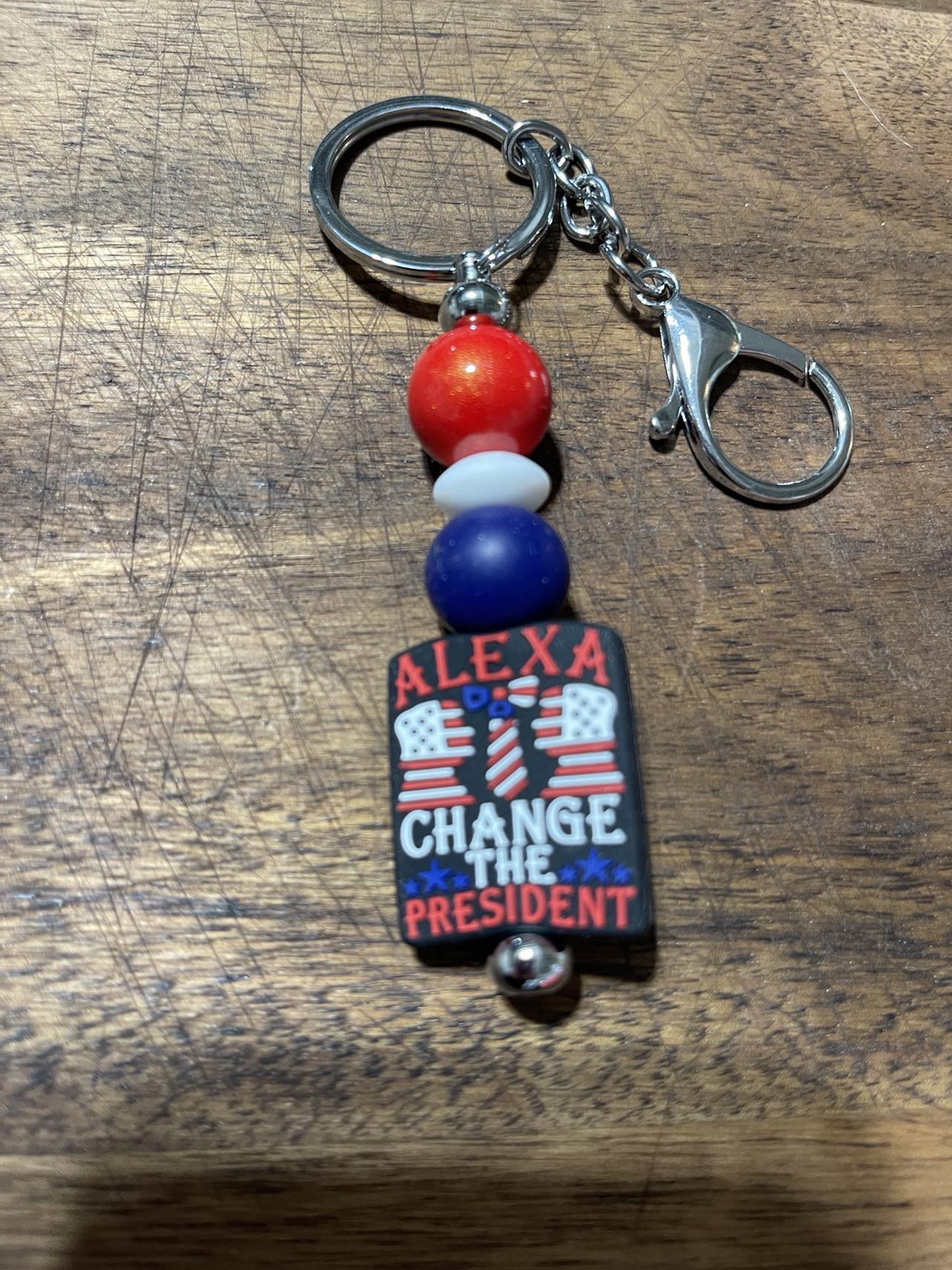 Alexa Change the President  Keychain