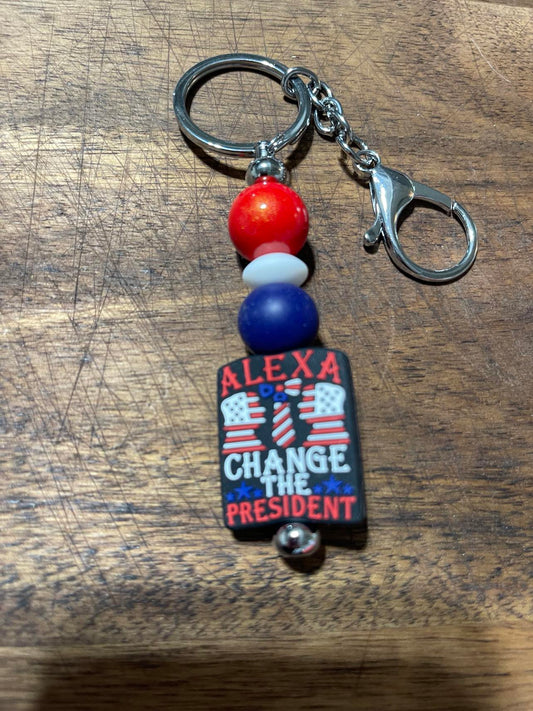 Alexa Change the President  Keychain