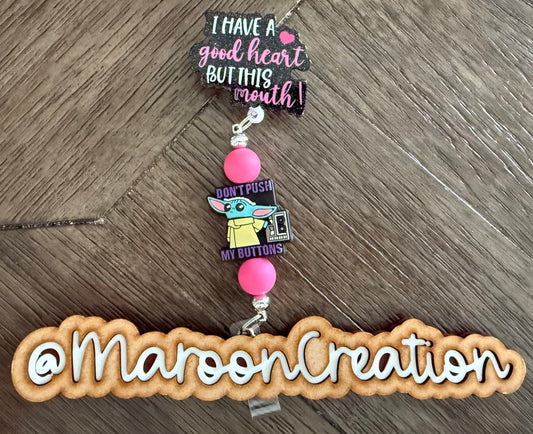 Don't push my buttons yoda badge reel