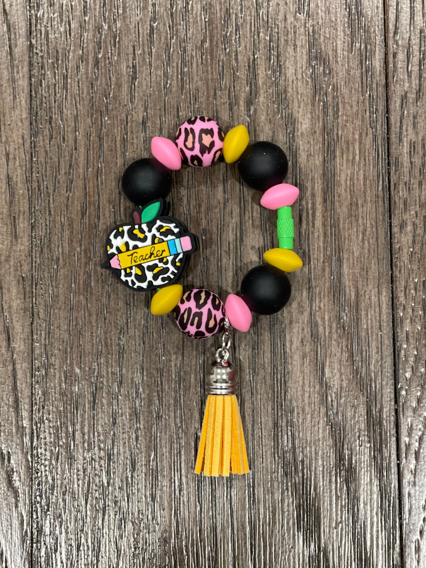 Leopard Apple Teacher Cup Charm