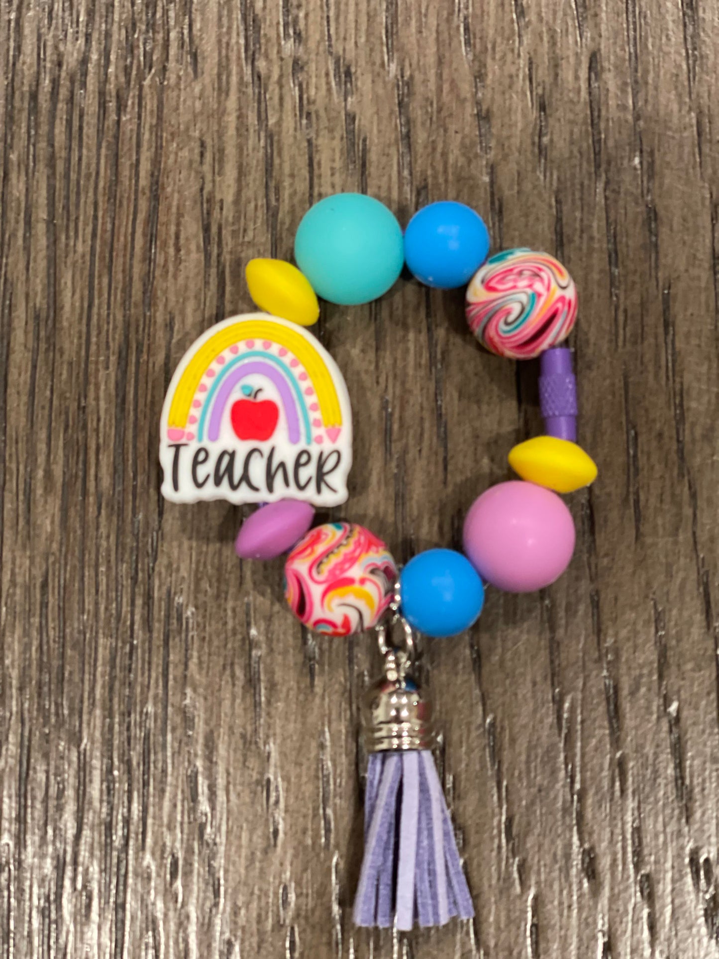 Rainbow Teacher Cup Charm