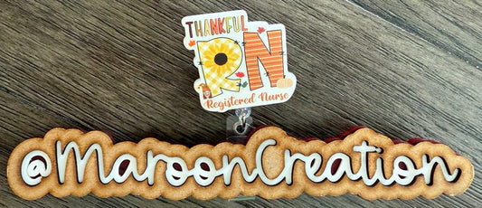 Thankful RN Registered Nurse Badge Reel