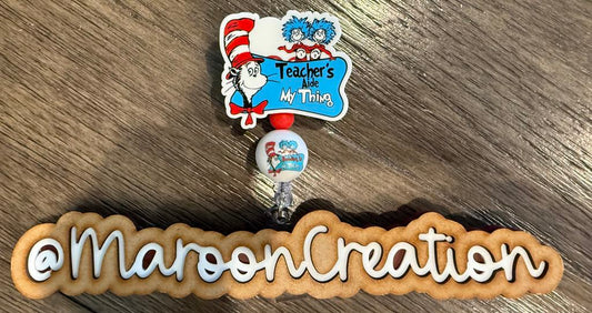 Suess Teacher's Aide My Thing Badge Reel
