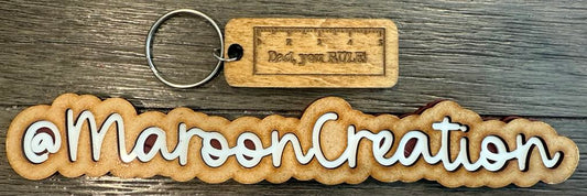 Dad You Rule Wooden Keychain